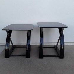 2 Black Side Tables Night stand  19 W X25 D X 22 H Inches 