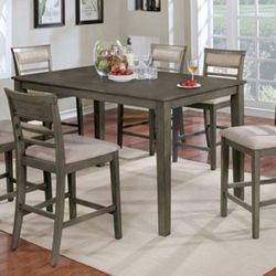 Brand New Grey & Beige 7pc Counter Height Dining Table Set 