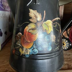 Beautiful Hand Painted Toleware  Kettle