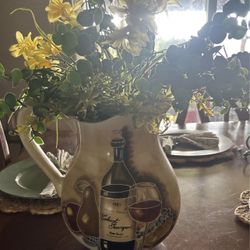 Wine Theme Ceramic Pitcher. Read Description 