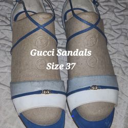 Authentic Gucci Blue Sandals Size 37 $40