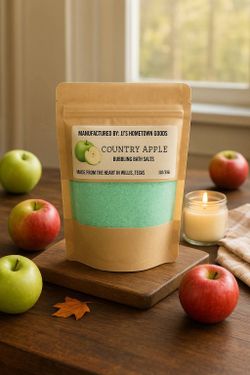 Country Apple Handmade Bubbling Bath Salts 3oz Bag In Green Color 