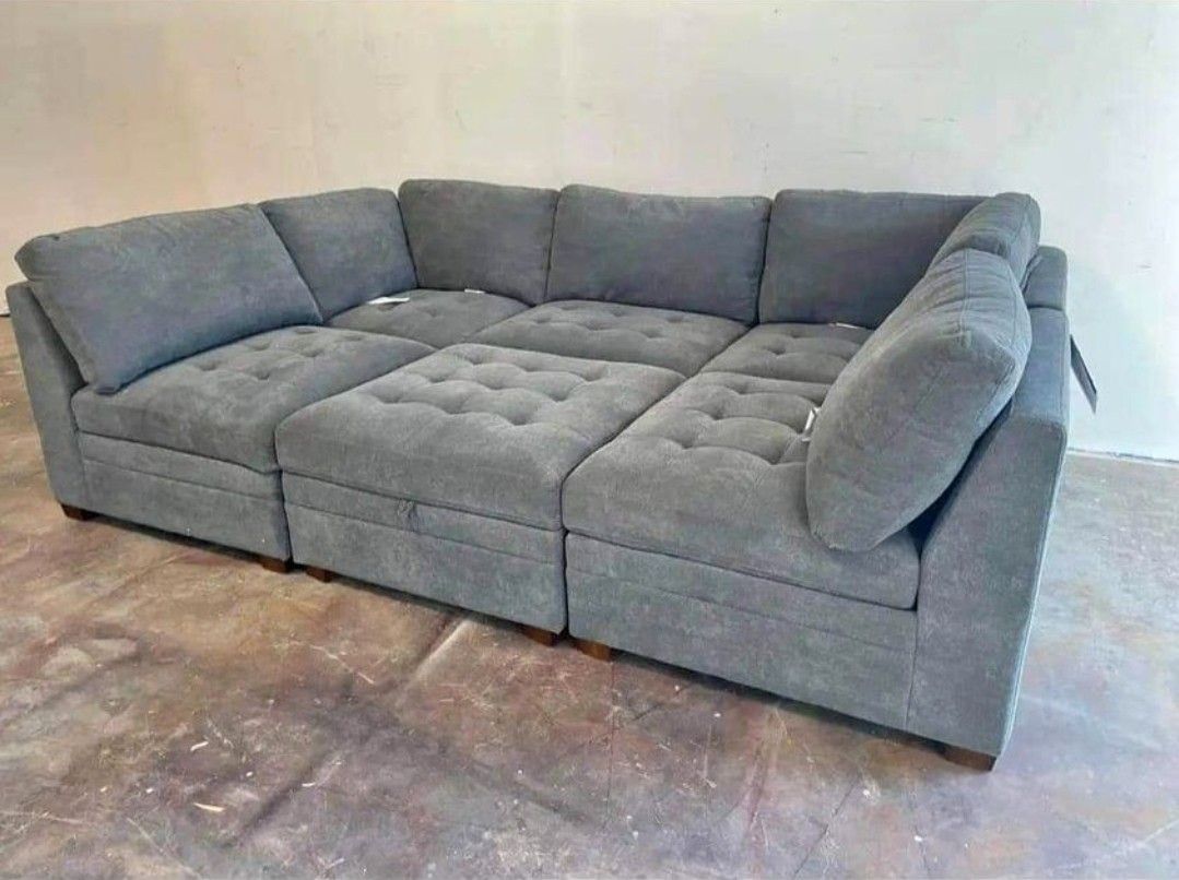 TUFTED GREY MODULAR BRAND NEW SECTIONAL SAME DAY DELIVERY