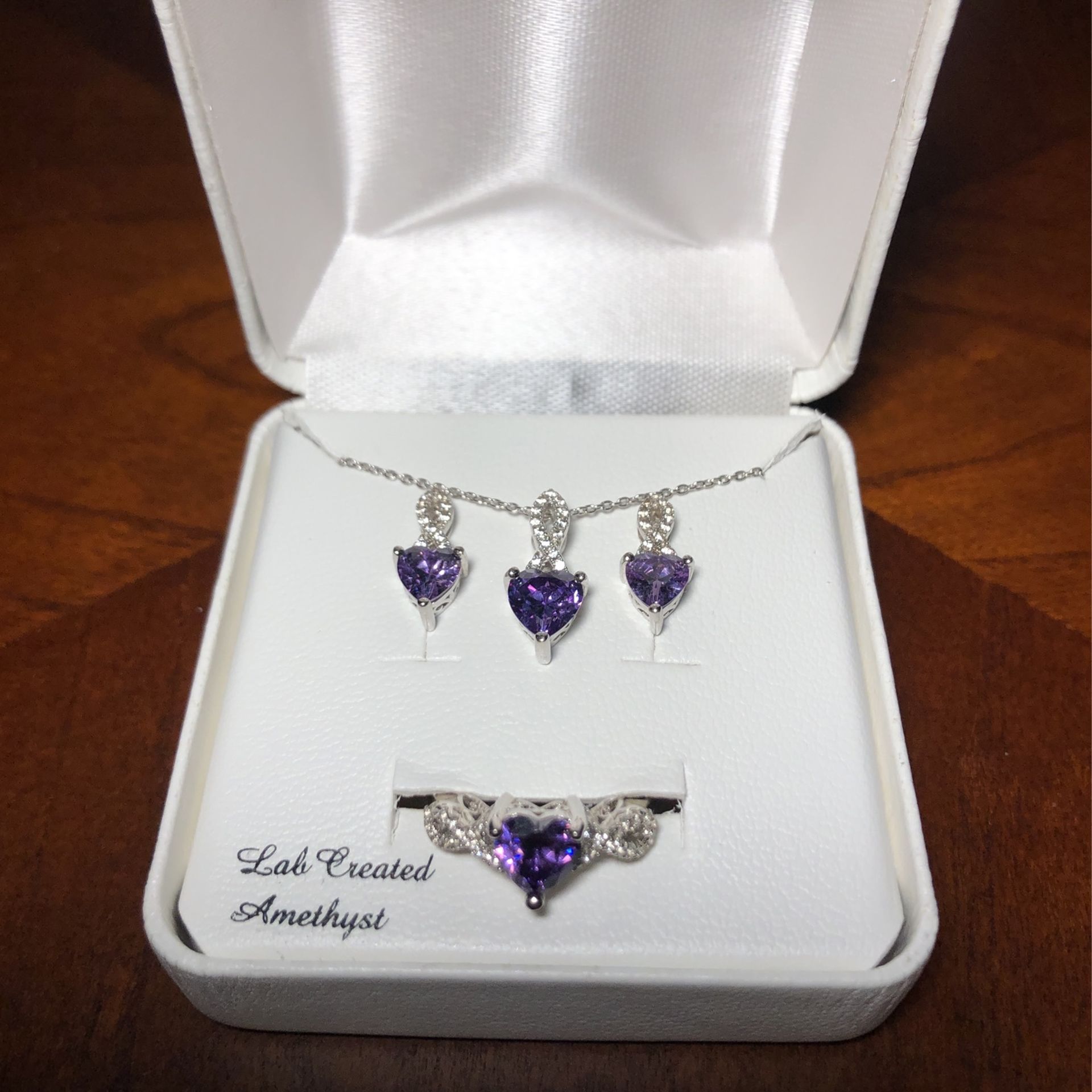 Amethyst Infinity And Heart Matching Jewelry Set