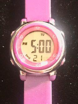 Ladies Pink Lighted Digital Watch with Alarm