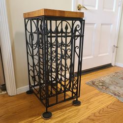 Wrought Iron/Butcher Block Wine Rack