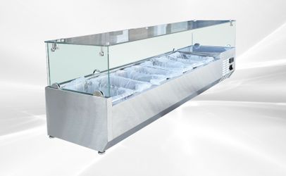 NSF Countertop Stainless Steel 7 Pans Salad Showcase CS-1500