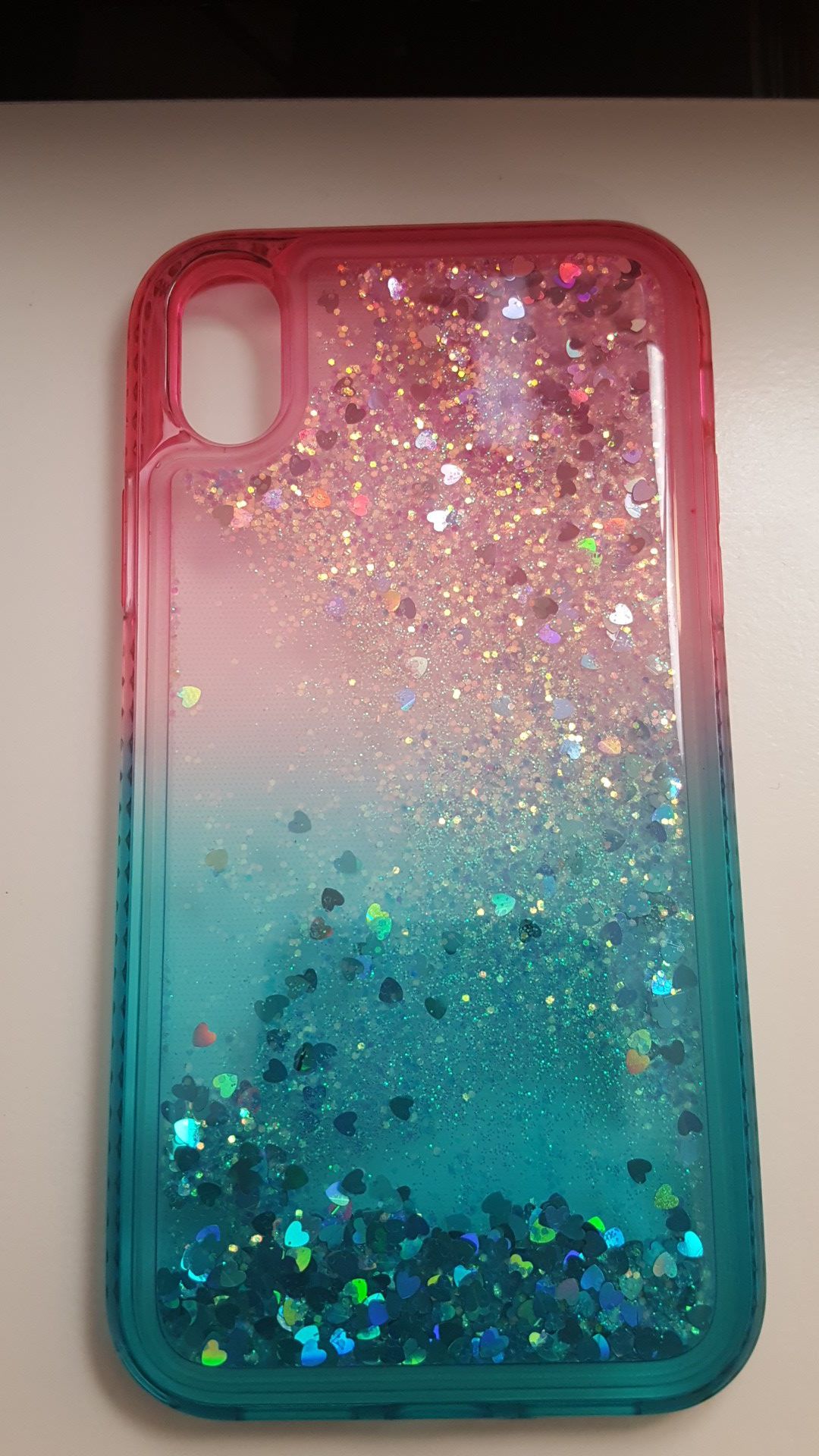 case waterfall for iphone XR 6.1" clear-pink-blue glitter new 11firm now ship out of the town