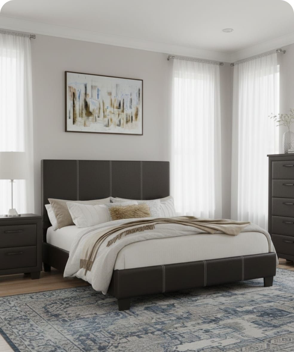 QUEEN SIZE BED FRAME + MATTRESS + BOX