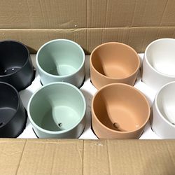 Lot of 8 - New Assorted Self Watering Ceramic Pots - As Shown  