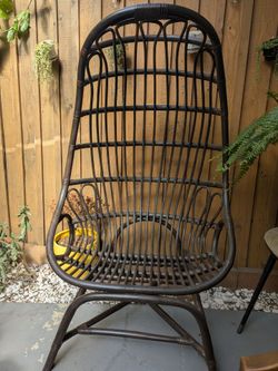 High back dark brown rattan egg chair