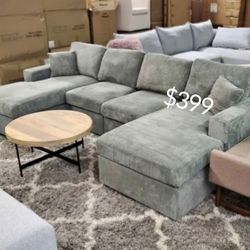 Stylish Light Gray U-shaped Corduroy Sectional Sofa Set Brand!!!!