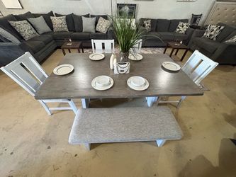Dining Table Set with Chairs and Bench