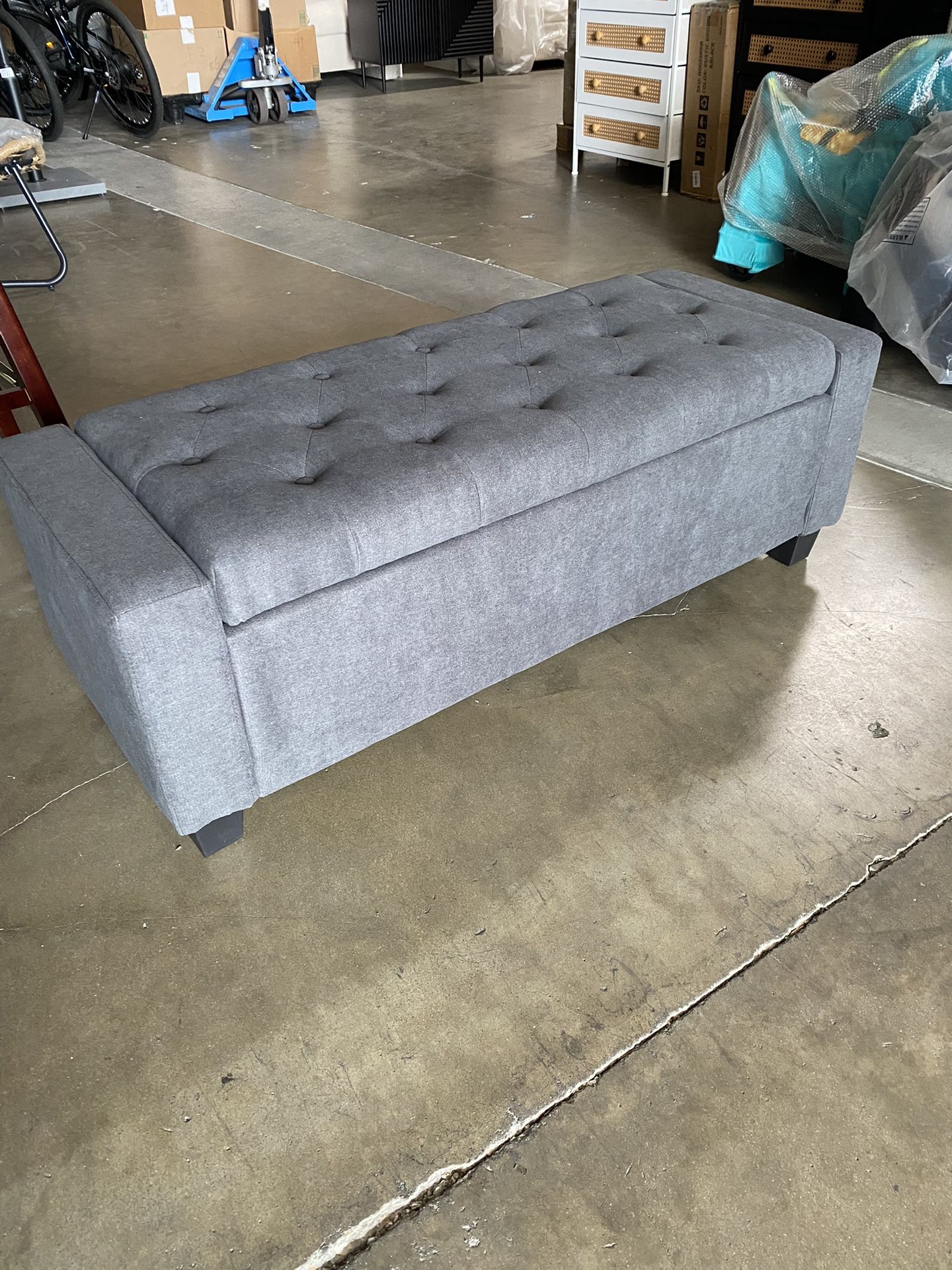 Ottoman with Storage, Fabric Storage Ottoman Bench with Hinge