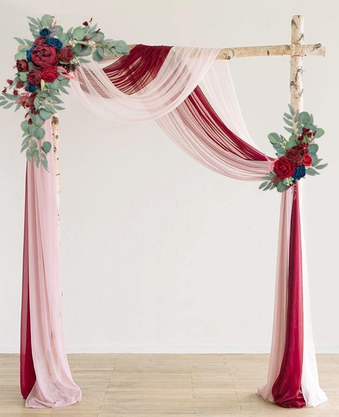 Beautiful Wedding Arch Flowers Artificial Flowers Kit (Pack of 2)- Red Rose Peony Flower Arch Decor and Welcome Sign Wedding Chair Arrangements Party
