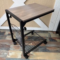 C Shaped Side Table with Wheels End Table for Small Spaces C Table Adjustable Height Couch Sofa Laptop Snack Tables That Slide Under for Living Room B