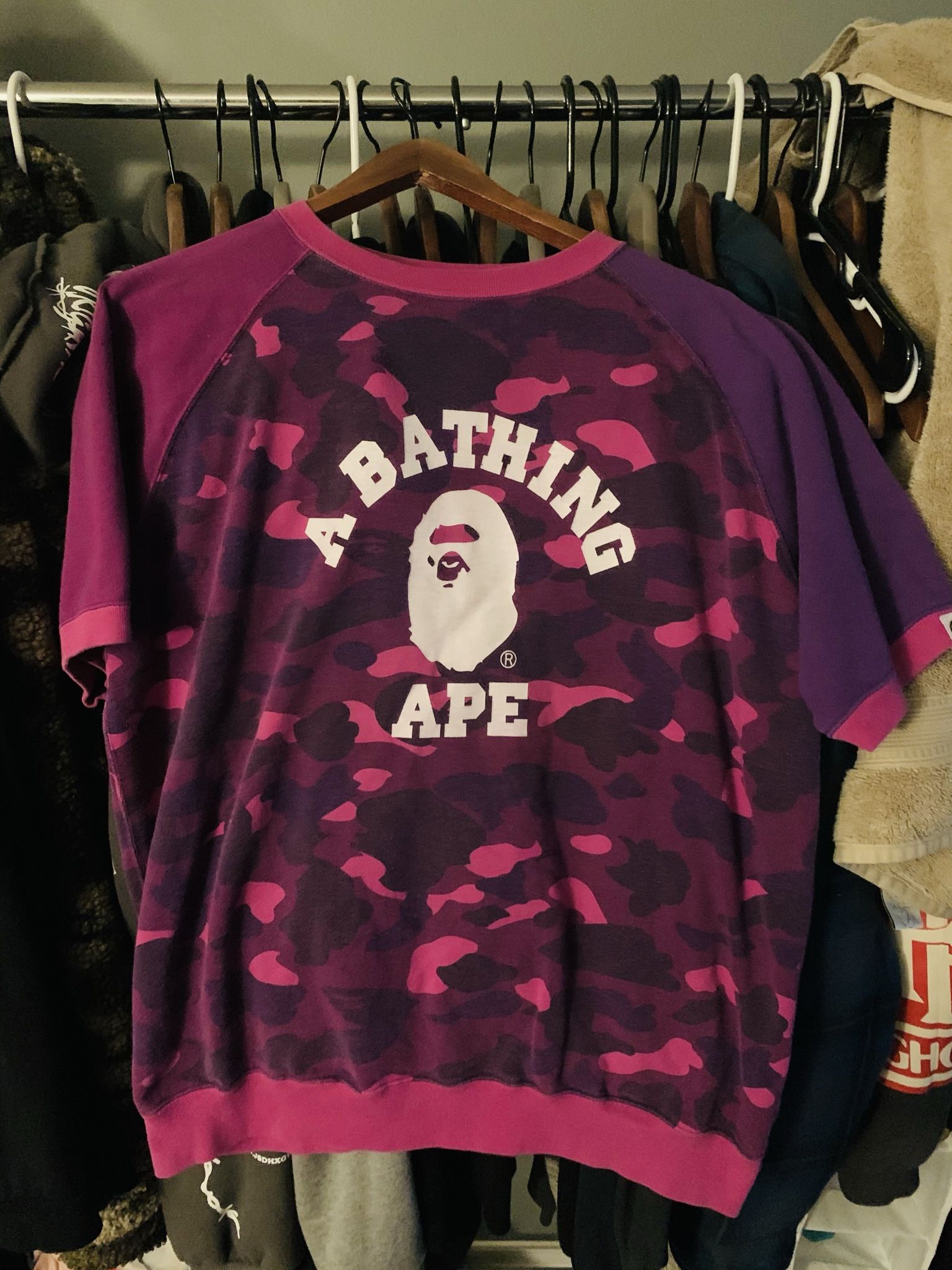  OG 2005 BAPE A BATHING APE PURPLE CAMO CREWNECK T SHIRT