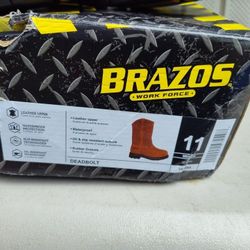 Brazos New Leather Men Work Boots Size 11D 