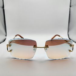 Cartier Rimless Glasses(Blue Mirror)