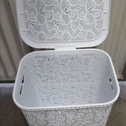 White Laundry Basket with Lid