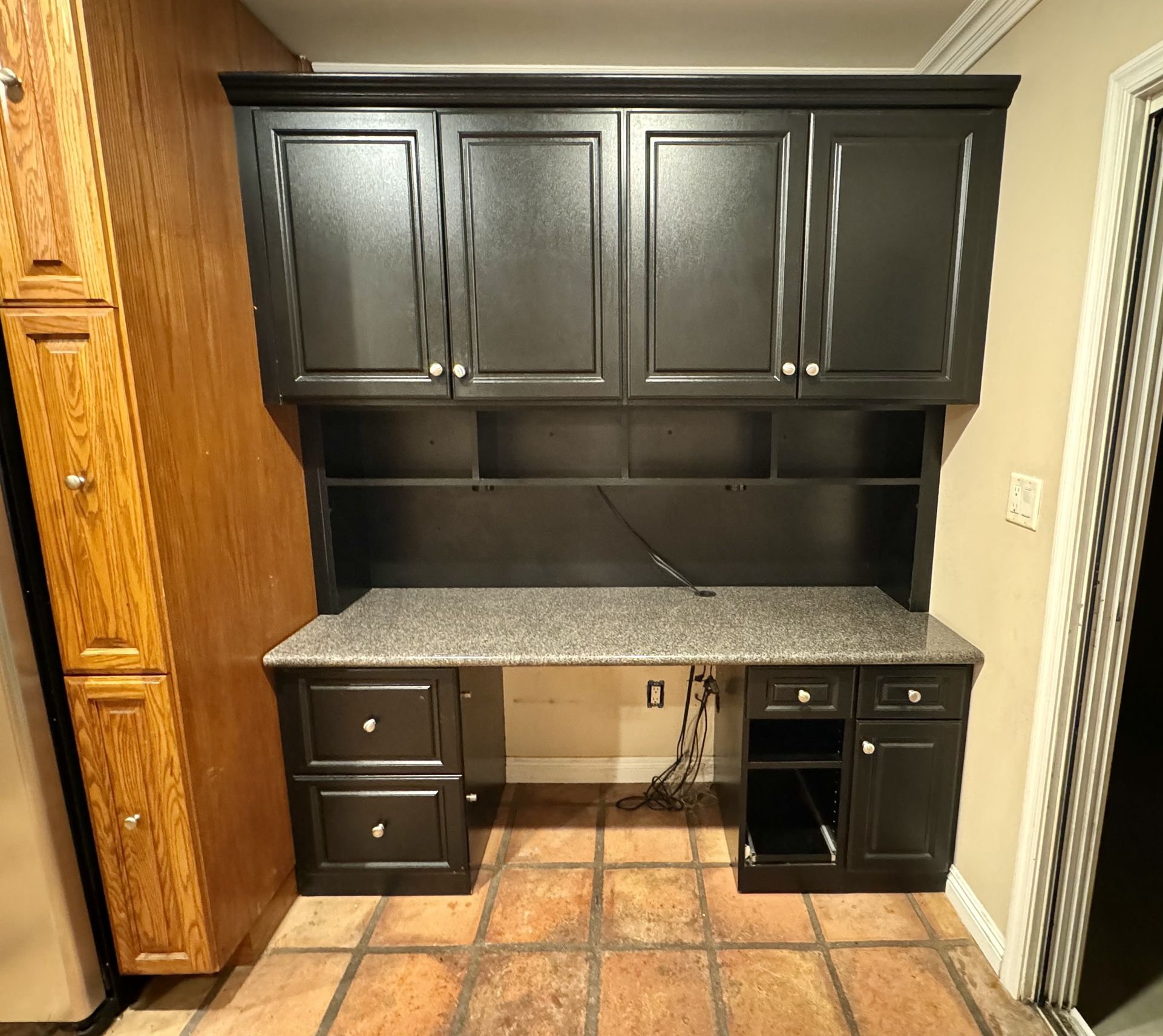 Built-In Desk with Upper Cabinets – Granite Looking Top – Disassembled & Ready