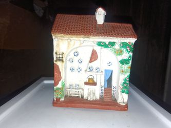 Hand-Painted Ceramic Mediterranean House Figurine