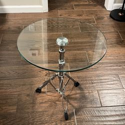 Glass Drum-Shaped Coffee Table