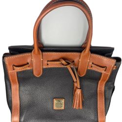 Dooney & Bourke Pebble Grain Satchel Tote hand bag purse Black & Brown Leather