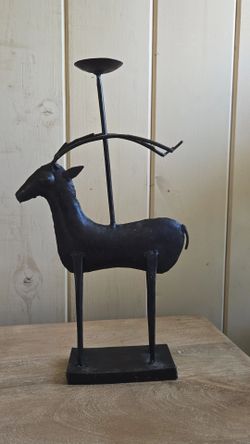 Metal Antelope Candle Holder Sculpture