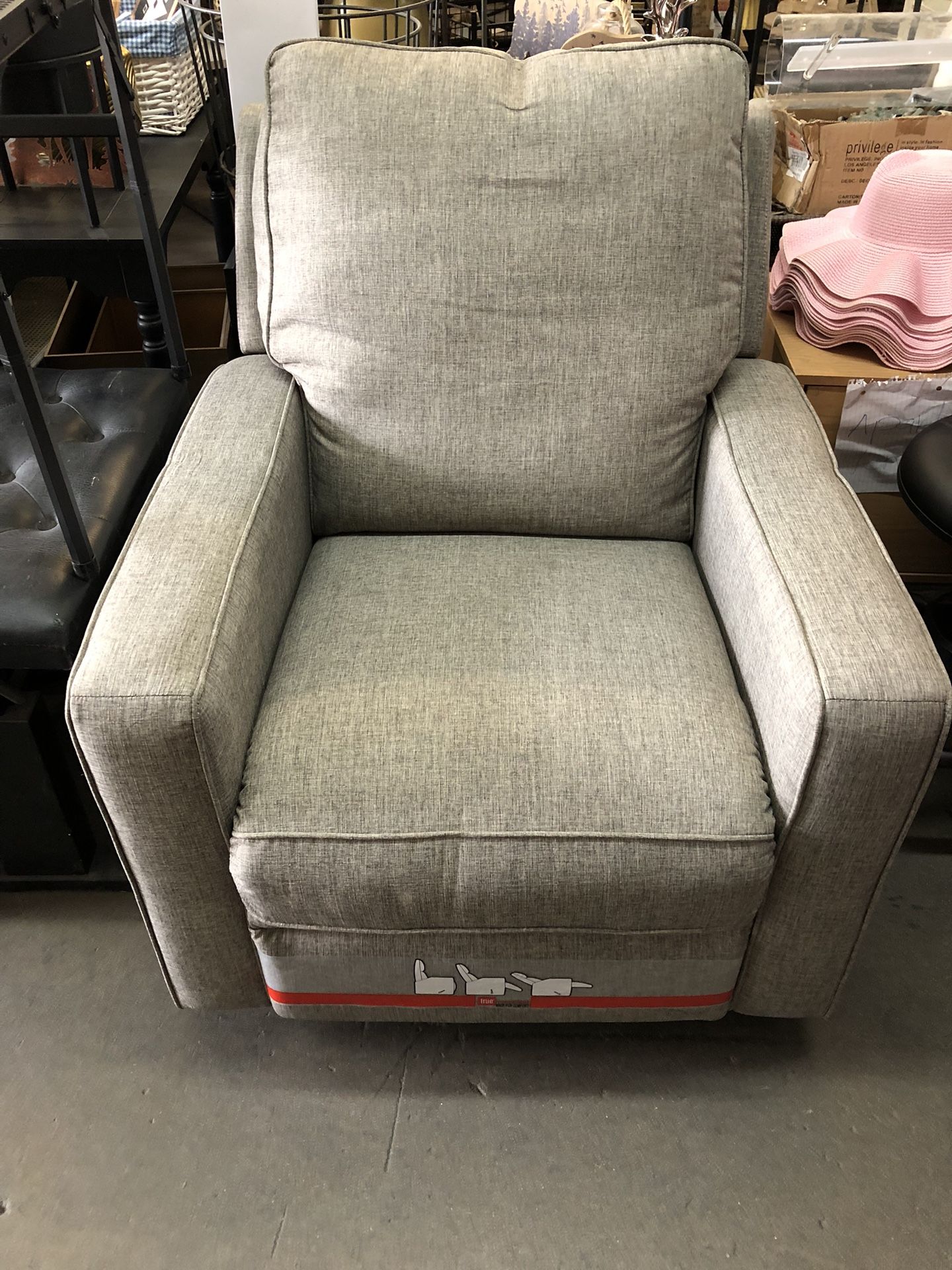 True Innovations Fabric Swivel Glider Recliner Grey