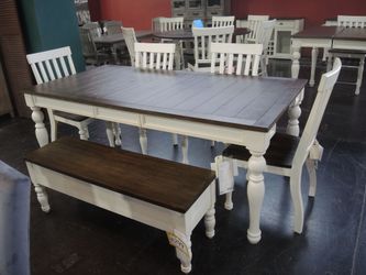 Steve Silver Joanna Dining Table with Leaf – Two-Tone Farmhouse Style