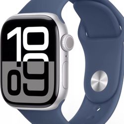 Apple Watch Series 10 (GPS) 42mm Silver Case Denim Sport Band M/L   Never used $280
