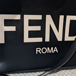 Fendi Roma  Black Tan Logo Tote Bag 