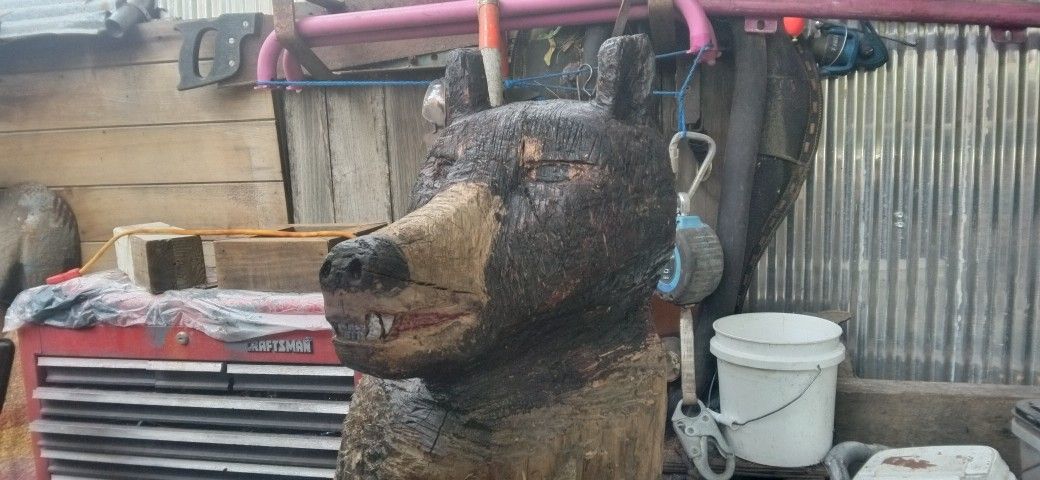 Wood Sculpture (Black Bear) Mail Box Holder