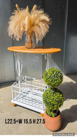 Side table with bottom storage  refinished white