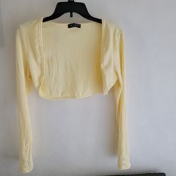 Light Yellow Cardigan Short Length New