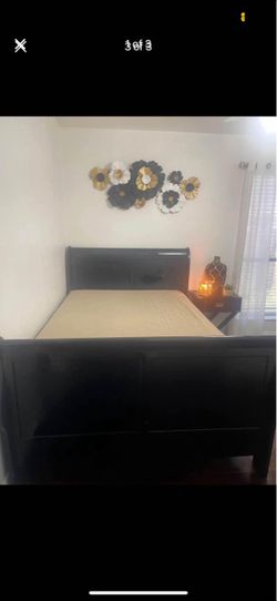Black Wood Sleigh Bed Frame