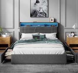 Brand new Queen size bed frame  with a brand new queen size mattress included 🚨 same day free delivery 🚨 hablo español