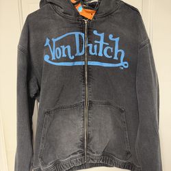 Brand new size XL Von Dutch invader patch zip up hoodie jacket