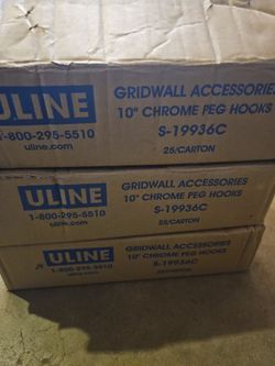 Uline 10" Chrome Peg Hooks S-19936C Gridwall Accessories