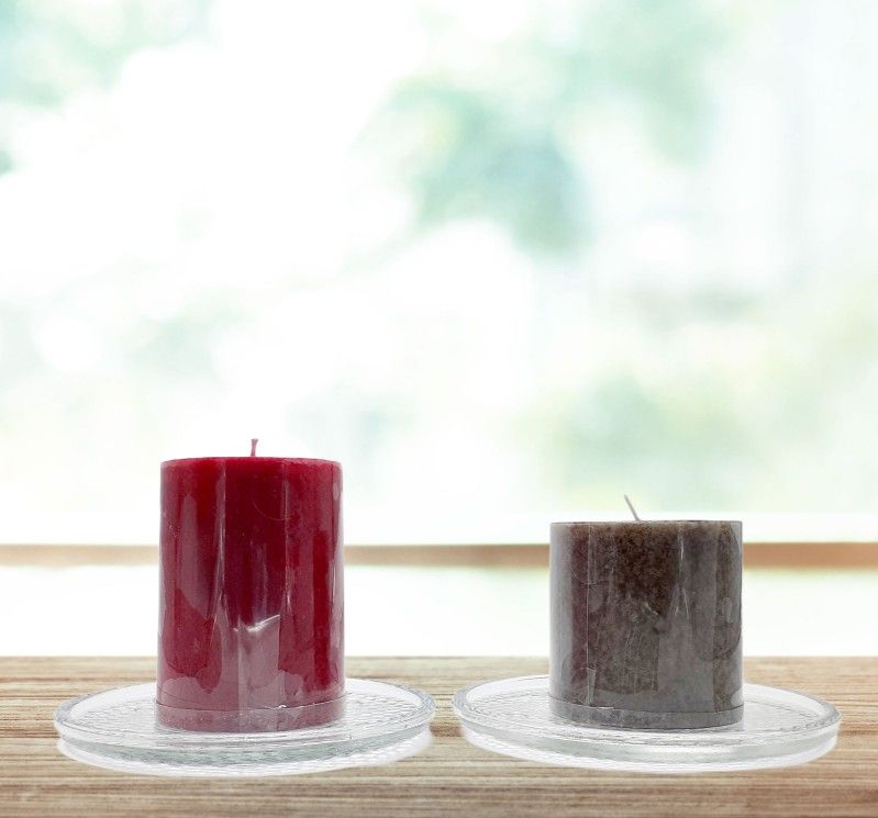 NEW 6 inch Clear Tempered Glass Pillar Candle Holder/Plates- set of 3