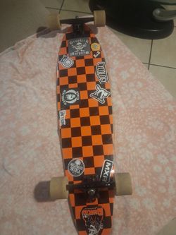 Longboard Skateboard Orange Checker
