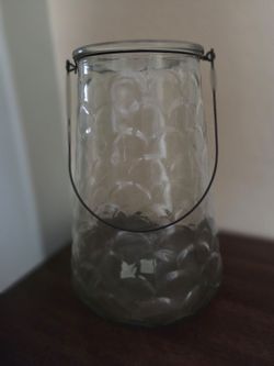 Tall textured glass lantern 15x7x10, New Giftable, heavy duty 13.00