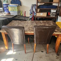 6 Piece MARBLE TOP DINING TABLE