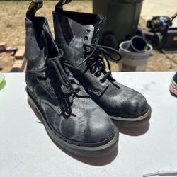 Black/charcoal tie dye doc martens