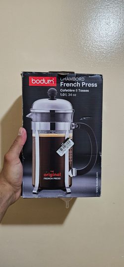 Bodum Chambord French Press 1.0L/34 oz 8-Cup Silver/Clear Glass Manual