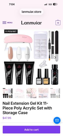 Nail Extension Gel Kit 11-Piece Poly Acrylic Set with Storage Case
