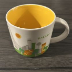 2014 Starbucks You Are Here Dallas 14 oz Mug Yellow Collectible Coffee Tea Cup