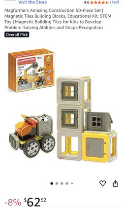 Magformers Amazing Construction 50-Piece Set | Magnetic Tiles Building Blocks, Educational Kit, STEM Toy | Magnetic Building Tiles for Kids to Develop