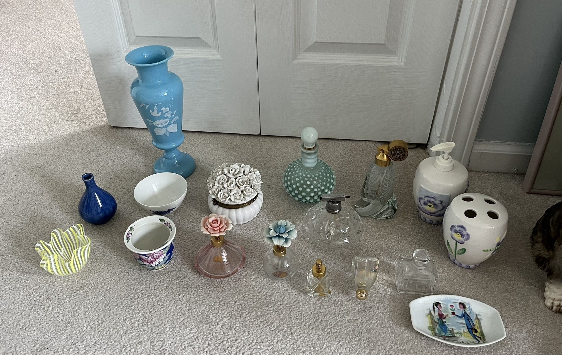 Glass Bottles, Vases, Nick Nacks, $5 Each